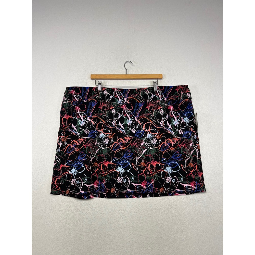Floral Tropical Zac & Rachel Woman 24W Black Pull On Skort Activewear Golf